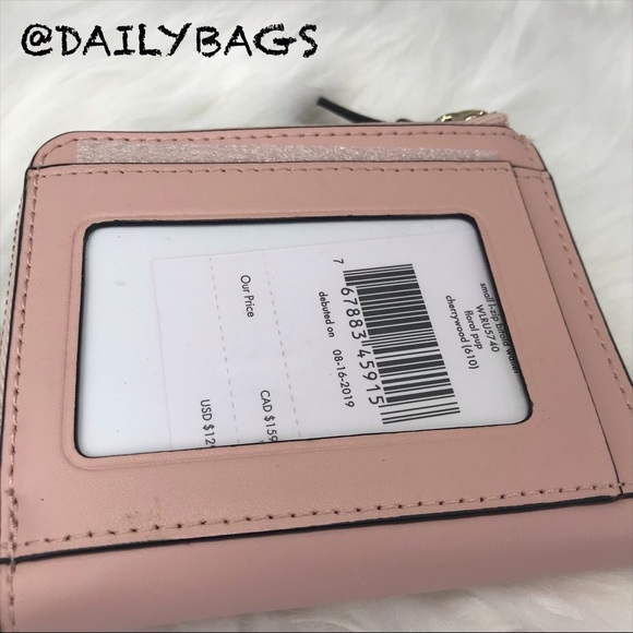 KATE SPADE SMALL L-ZIP BIFOLD WALLET PUP DOG CHRY - Picture 5 of 7